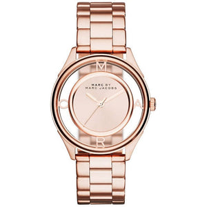 Marc Jacobs Tether Transparent Rose Gold Dial Rose Gold Steel Strap Watch for Women - MBM3414 Authentic Buy Shop Now