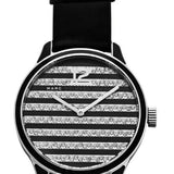 Marc Jacobs Lidia Stripe Glitz Black Dial Black Leather Strap Watch for Women - MBM1166 Authentic Buy Shop Now