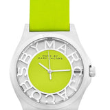 Marc Jacobs Henry Skeleton Neon Yellow Dial Yellow Leather Strap Watch for Women - MBM1242 Authentic Buy Shop Now