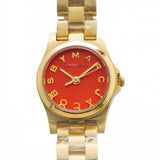 Marc Jacobs Henry Dinky Red Dial Gold Steel Strap Watch for Women - MBM3202 Authentic Buy Shop Now