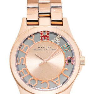 Marc Jacobs Henry Skeleton Rose Gold Dial Rose Gold Steel Strap Watch for Women - MBM3264 Authentic Buy Shop Now