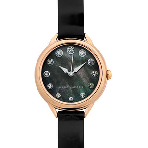 Marc Jacobs Betty Mother of Pearl Black Dial Black Leather Strap Watch for Women - MJ1513 Authentic Buy Shop Now