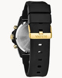 Bulova Marine Star Chronograph Black Dial Black Rubber Strap Watch for Men - 98B278 Authentic Buy Shop Now