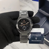 Maserati Triconic Quartz Black Dial Black Steel Strap Watch For Men - R8873639003 Authentic Buy Shop Now