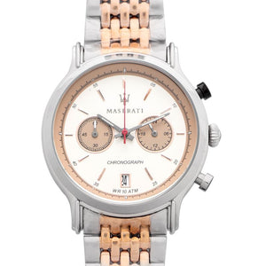 Maserati Legend Chronograph Ivory White Dial Two Tone Steel Strap Watch For Men - R8873638002 Authentic Buy Shop Now