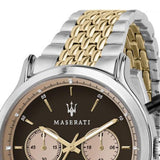 Maserati Legend Chronograph Brown Dial Two Tone Steel Strap Watch For Men - R8873638003 Authentic Buy Shop Now