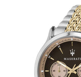 Maserati Legend Chronograph Brown Dial Two Tone Steel Strap Watch For Men - R8873638003 Authentic Buy Shop Now