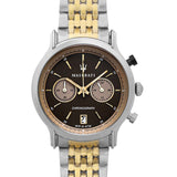 Maserati Legend Chronograph Brown Dial Two Tone Steel Strap Watch For Men - R8873638003 Authentic Buy Shop Now