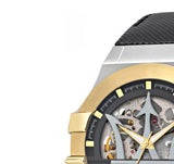 Maserati Potenza Automatic Skeleton Grey Dial Black Leather Strap Watch For Men - R8821108037 Authentic Buy Shop Now