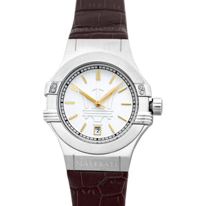 Maserati Potenza Silver Dial Brown Leather Strap Watch For Women - R8851108506 Authentic Buy Shop Now