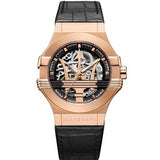 Maserati Potenza Automatic Rose Gold Dial Black Leather Strap Watch For Men - R8821108002 Authentic Buy Shop Now
