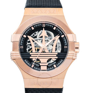 Maserati Potenza Limited Edition Automatic Skeleton Black Dial Black Leather Strap Watch For Men - R8821108025 Authentic Buy Shop Now