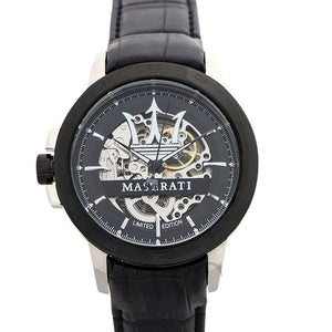 Maserati Potenza Automatic Black Dial Black Leather Strap Stainless Steel Watch For Men - R8821119006 Authentic Buy Shop Now