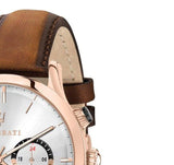 Maserati Ricordo Chronograph Silver Dial Brown Leather Strap Watch For Men - R8871633002 Authentic Buy Shop Now