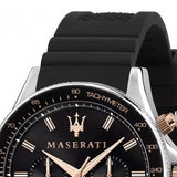 Maserati SFIDA 44mm Black Silicon Chronograph Watch For Men - R8871640002 Authentic Buy Shop Now