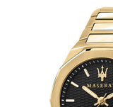 Maserati Stile Black Dial Gold Steel Strap Watch For Men - R8853142004 Authentic Buy Shop Now