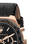 Maserati Stile Black Matte Dial Black Leather Strap Watch For Men - R8871642001 Authentic Buy Shop Now