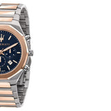 Maserati Stile Chronograph Blue Dial Rose Gold Two Tone Strap Watch For Men - R8873642002 Authentic Buy Shop Now
