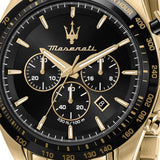Maserati Traguardo Chronograph Black Dial Gold Steel Strap Watch For Men - R8873612041 Authentic Buy Shop Now