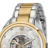 Maserati Traguardo Automatic White Skeleton Dial Two Tone Steel Strap Watch For Men - R8823112003 Authentic Buy Shop Now