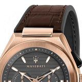 Maserati Triconic Chronograph Grey Dial Brown Leather Strap Watch For Men - R8871639003 Authentic Buy Shop Now