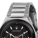 Maserati Triconic Chronograph Black Dial Silver Steel Strap Watch For Men - R8873639002 Authentic Buy Shop Now