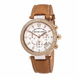 Michael Kors Parker Chronograph White Dial Tan Leather Strap Watch for Women - MK5633 Authentic Buy Shop Now