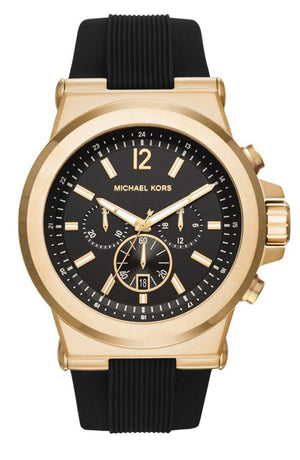 Michael Kors Dylan Chronograph Black Dial Black Rubber Strap Watch for Men - MK8445 Authentic Buy Shop Now