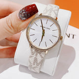 Michael Kors Pyper Quartz Silver Dial White Leather Strap Watch For Women - MK1037 Authentic Buy Shop Now