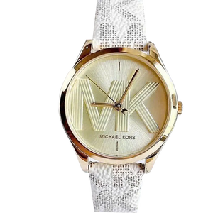 Michael Kors Jaycie Quartz Gold Dial White Leather Strap Watch for Women - MK2861 Authentic Buy Shop Now