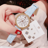 Michael Kors Tibby Multifunction Silver Dial White Leather Strap Watch For Women - MK6967 Authentic Buy Shop Now