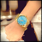 Michael Kors Channing Turquoise Dial Gold Steel Strap Watch For Women - MK5894 Authentic Buy Shop Now