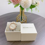 Michael Kors Parker Chronograph White Dial Two Tone Leather Strap Watch For Women - MK6950 Authentic Buy Shop Now