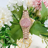 Michael Kors Lennox Three Hand Crystals Rose Gold Dial Rose Gold Steel Strap Watch For Women - MK6992 Authentic Buy Shop Now