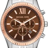 Michael Kors Lexington Chronograph Brown Dial Silver Steel Strap Watch For Men - MK8732 Authentic Buy Shop Now