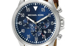 Michael Kors Gage Chronograph Blue Dial Brown Leather Strap Watch For Men - MK8362 Authentic Buy Shop Now