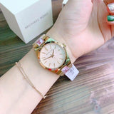 Michael Kors Channing Quartz Mother of Pearl Pink Dial Two Tone Steel Strap Watch For Women - MK6650 Authentic Buy Shop Now