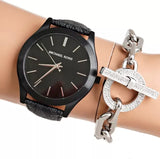 Michael Kors Slim Runway Black Dial Black Leather Strap Watch For Men - MK8908 Authentic Buy Shop Now