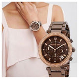 Michael Kors Parker Chronograph Brown Dial Brown Steel Strap Watch For Women - MK5578 Authentic Buy Shop Now