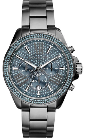 Michael Kors Wren Chronograph Quartz Blue Dial Grey Steel Strap Watch For Women - MK6097 Authentic Buy Shop Now