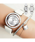 Michael Kors Averi Silver Dial White Leather Strap Watch for Women - MK2524 Authentic Buy Shop Now