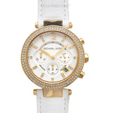 Michael Kors Parker White Dial with Diamonds White Leather Strap Watch for Women - MK2290 Authentic Buy Shop Now