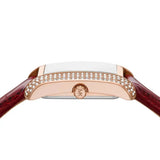 Michael Kors Emery Quartz Diamonds Silver Dial Red Leather Strap Watch For Women - MK4689 Authentic Buy Shop Now