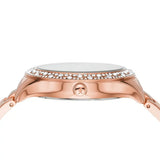 Michael Kors Lilane Three Hand Mother of Pearl White Dial Rose Gold Steel Strap Watch For Women - MK4557 Authentic Buy Shop Now