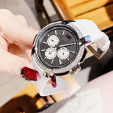 Michael Kors Sidney Multifunction Black Dial White Silicone Strap Watch For Women - MK6947 Authentic Buy Shop Now