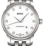 Mido Baroncelli III Automatic Diamonds White Dial Silver Steel Strap Watch For Women - M7600.4.66.1 Authentic Buy Shop Now