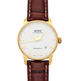 Mido Baroncelli III Automatic White Dial Brown Leather Strap Watch For Women - M7600.3.26.8 Authentic Buy Shop Now