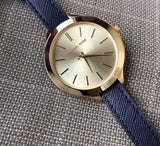 Michael Kors Runway Quartz Gold Dial Blue Leather Strap Watch For Women - MK2285 Authentic Buy Shop Now