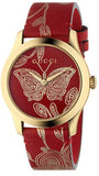 Gucci G Timeless Quartz Red Dial Red Leather Strap Watch For Women - YA1264054 Authentic Buy Shop Now