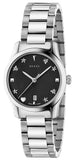 Gucci G Timeless Black Dial Silver Steel Strap Watch For Women - YA126573A Authentic Buy Shop Now